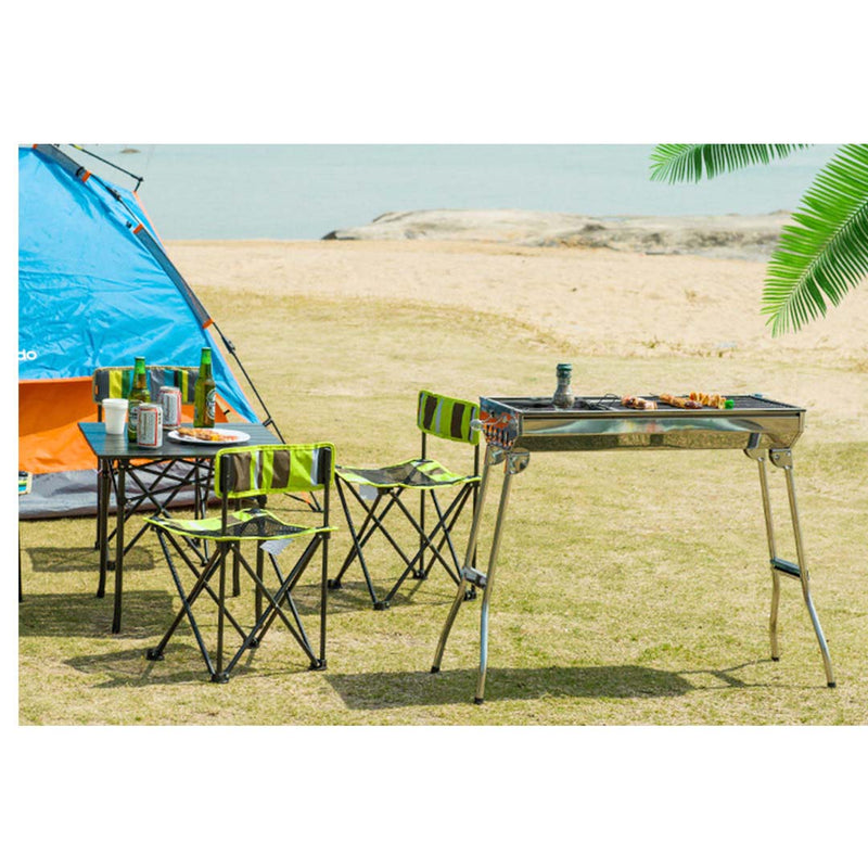 Portable Stainless Steel Charcoal Grill 6-8 Persons Outdoor BBQ Heat Resistant