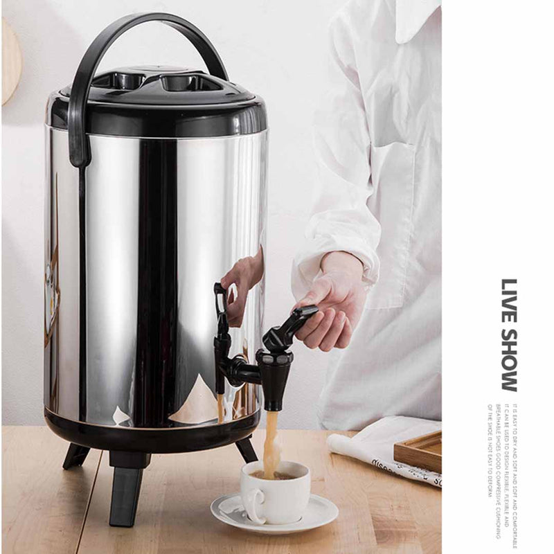 10L Portable Insulated Stainless Steel Coffee Tea Beer Brew Pot With Dispenser