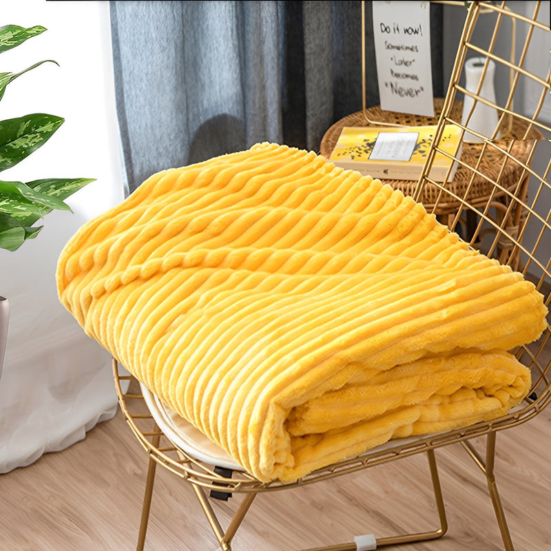 2X Yellow Thin Flannel Polyester Throw Blanket 200 X 230 Cm Lightweight