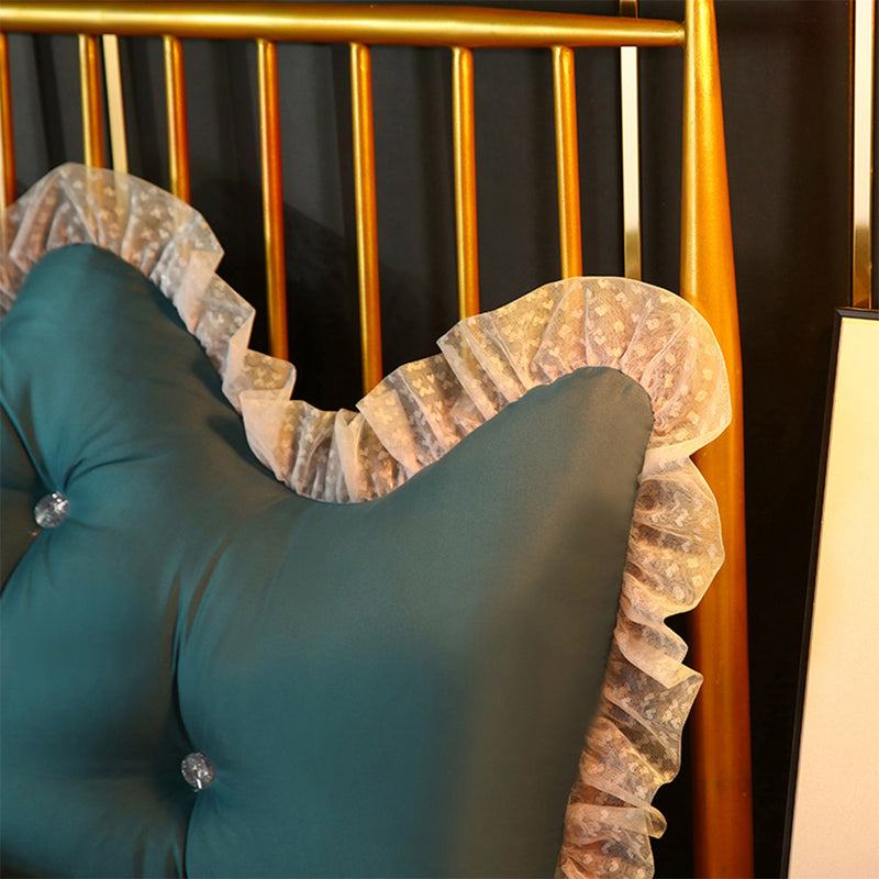 120cm Princess Pillow Headboard Blue Green Polyester Ruffle Lace Backrest Decor