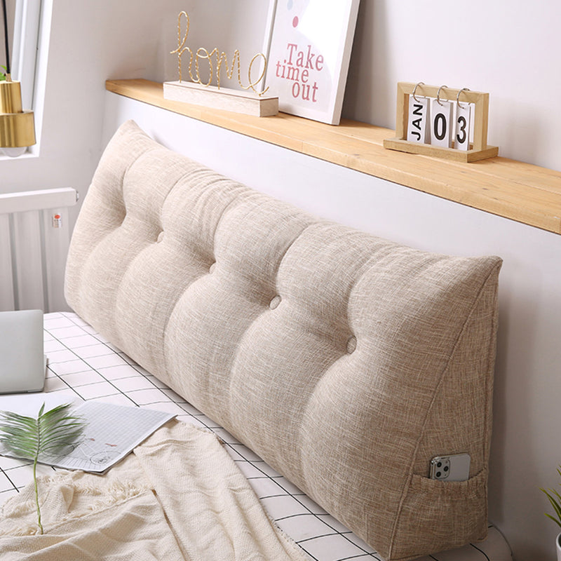 2X 180cm Beige Triangular Wedge Bed Backrest Pillow Polyester Polypropylene