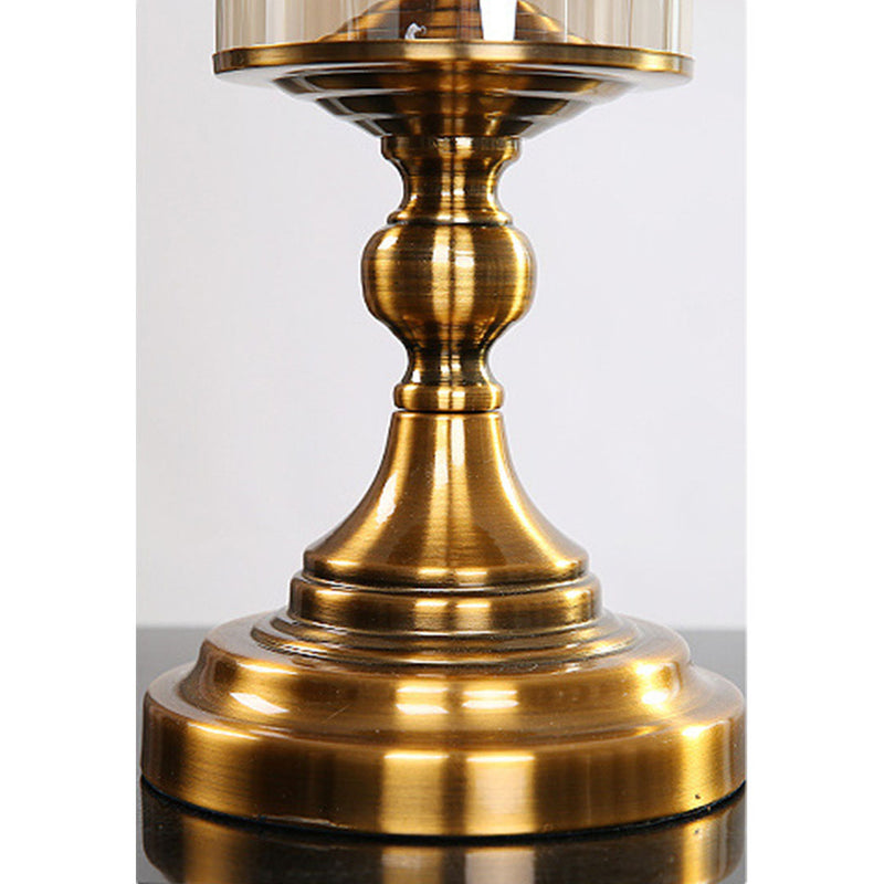 Gold 33.5cm Iron Glass Candle Holder Stand Elegant Home Decor Centerpiece