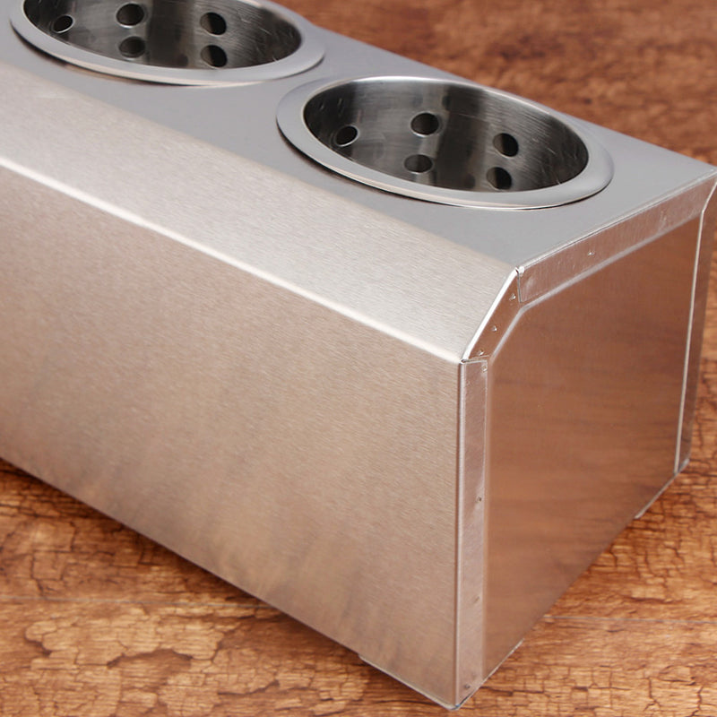 2X 18/10 Stainless Steel Cutlery Holder 3 Holes Rectangular 385X150X180mm