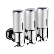 3 Bottles Bathroom Shower Soap Dispenser Silver-1954802726525341696