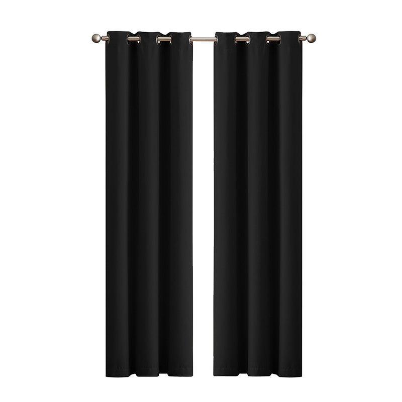 2x Blockout Curtains Panels 3 Layers Black-1954802970721914880