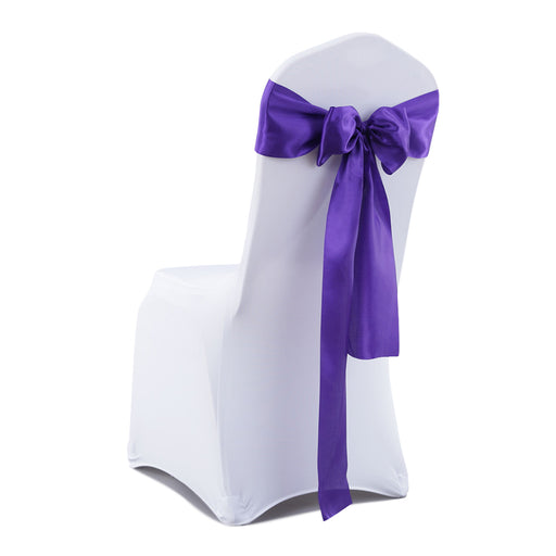 50x Table Runners Coloured Satin Chair Eggplant-1954802694648631297