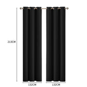 2x Blockout Curtains Panels 3 Layers Black-1954802970721914882