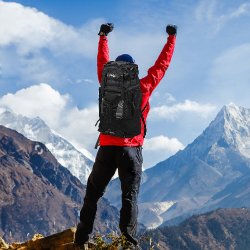 Military Backpack Tactical Hiking Camping Black-1954802640361754631