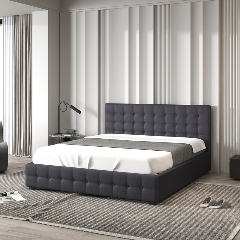 Milano Decor Eden Gas Lift Bed - Dark Grey - Single-1951134897183789057
