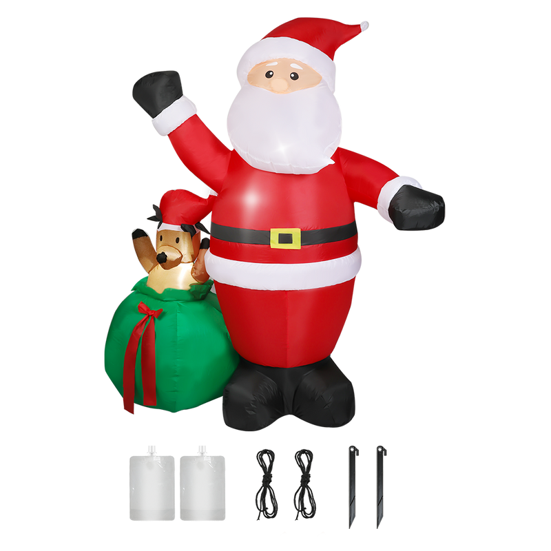Santaco Christmas Inflatable Outdoor Santa Claus Elk 2.2M Xmas Decoration Light-1952534168298721288
