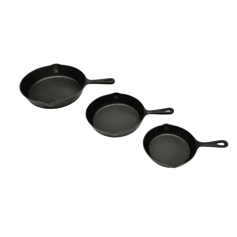 Set of 3 BBQ Steak Pans Cast Iron