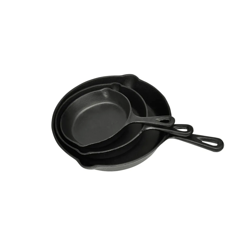 Set of 3 BBQ Steak Pans Cast Iron