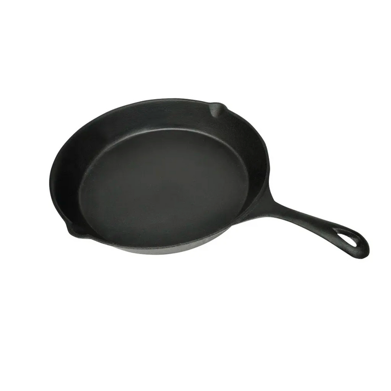 XL BBQ Grill Fry Pan Cast Iron 30 cm Round Plane