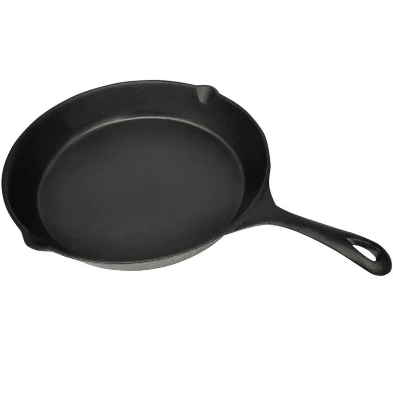 XL BBQ Grill Fry Pan Cast Iron 30 cm Round Plane