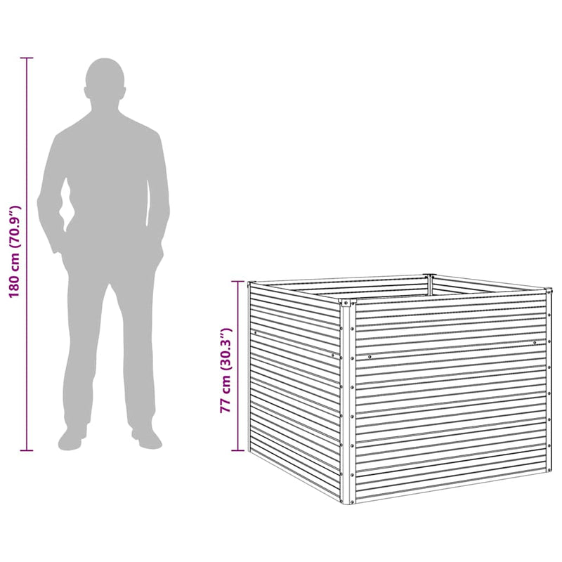 vidaXL Raised Garden Bed 100x100x77 cm Galvanised Steel Grey