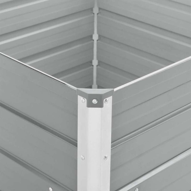 vidaXL Raised Garden Bed 100x100x77 cm Galvanised Steel Grey