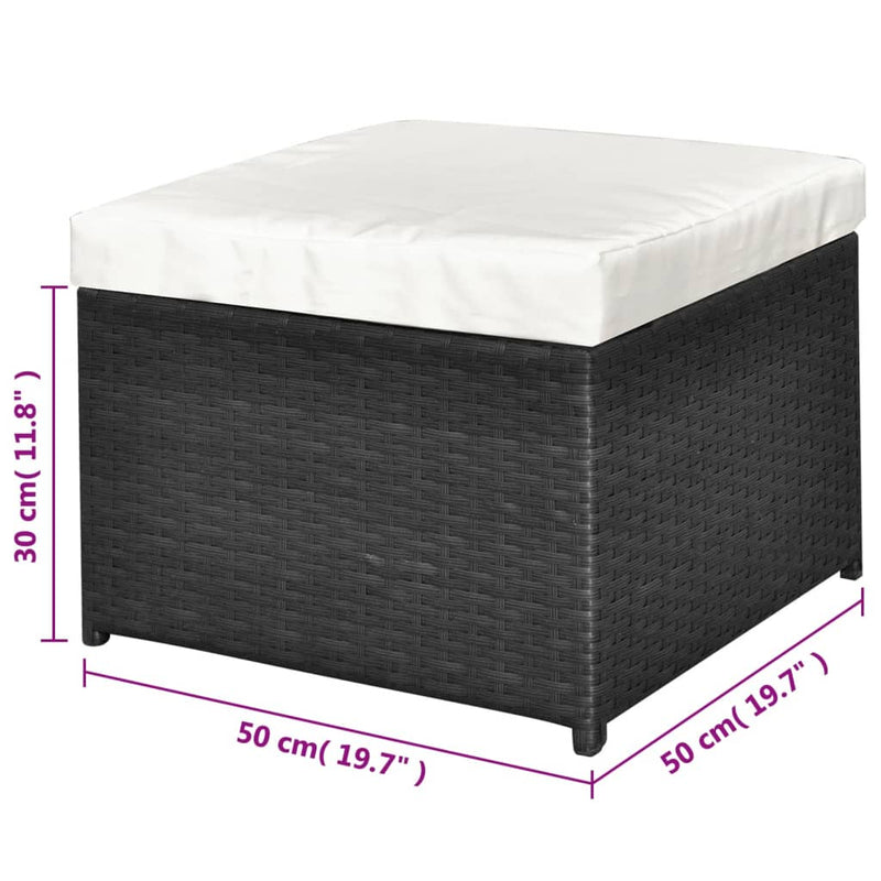 4 Piece Garden Lounge Set with Cushions Poly Rattan Black