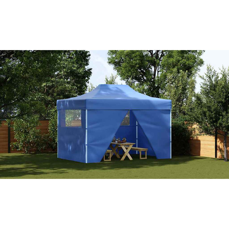 vidaXL Foldable Tent Pop-Up with 4 Side Walls 3x4.5 m Blue