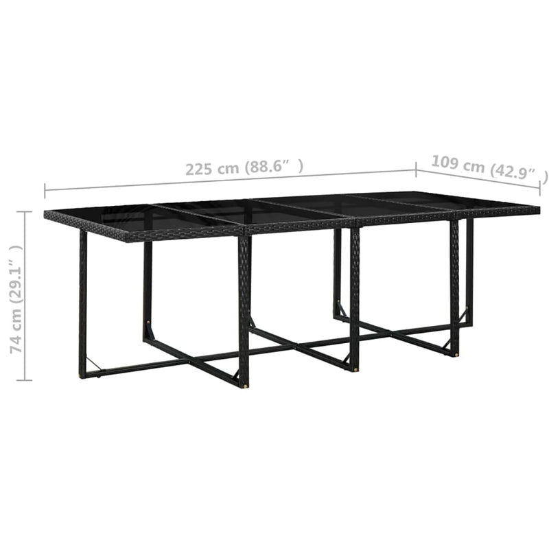 vidaXL 13 Piece Outdoor Dining Set with Cushions Poly Rattan Black