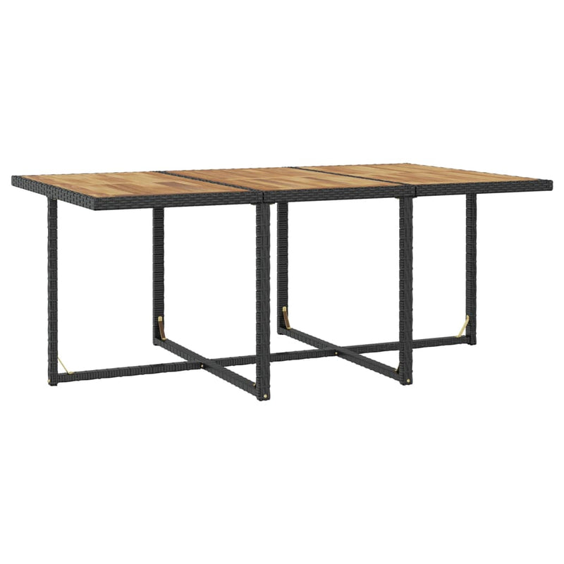 vidaXL 11 Piece Outdoor Dining Set Poly Rattan and Acacia Wood Black