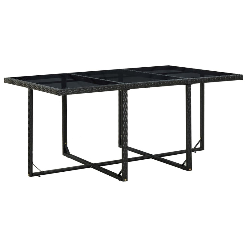 vidaXL 11 Piece Outdoor Dining Set with Cushions Poly Rattan Black