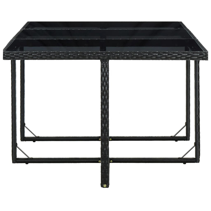 vidaXL 11 Piece Outdoor Dining Set with Cushions Poly Rattan Black