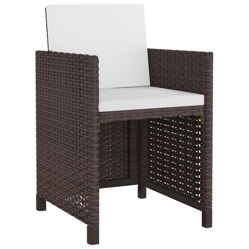 vidaXL 11 Piece Outdoor Dining Set with Cushions Poly Rattan Brown