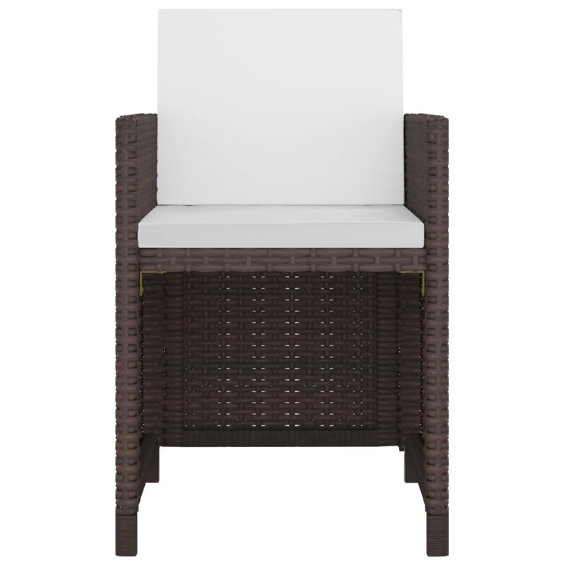 vidaXL 11 Piece Outdoor Dining Set with Cushions Poly Rattan Brown