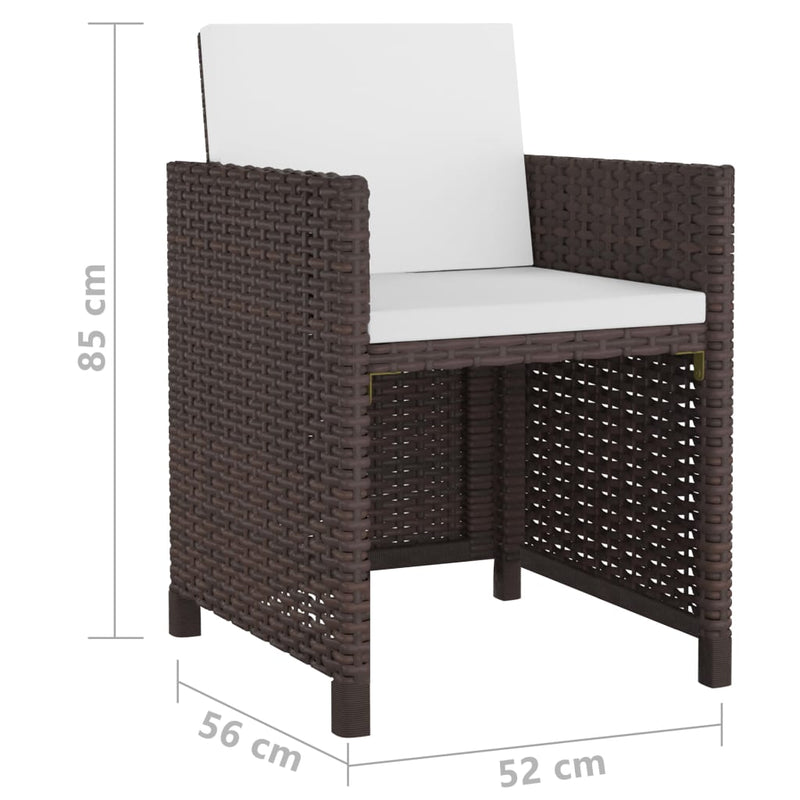 vidaXL 11 Piece Outdoor Dining Set with Cushions Poly Rattan Brown