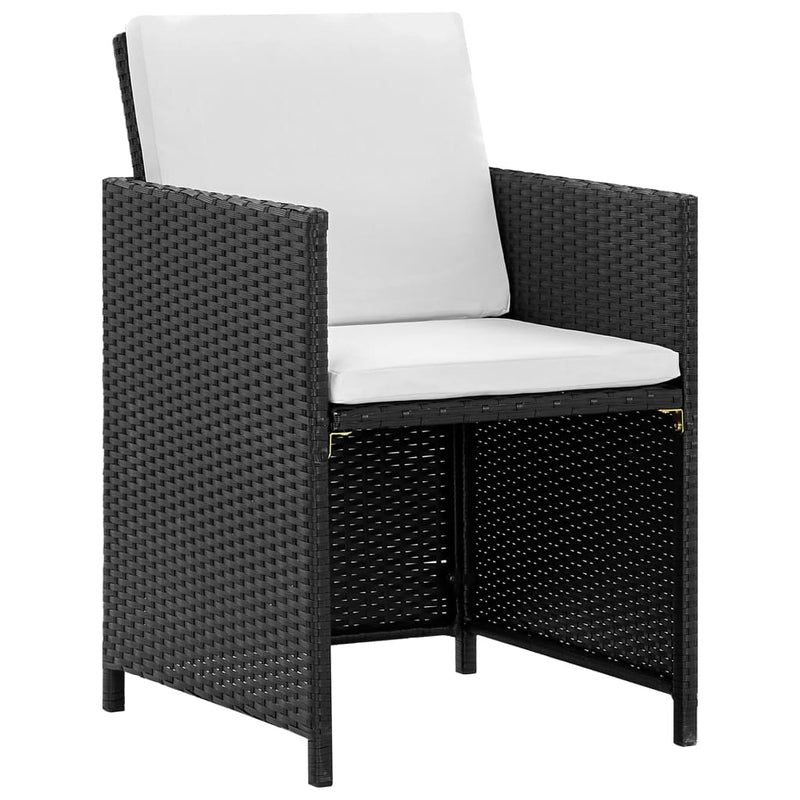 vidaXL 13 Piece Outdoor Dining Set with Cushions Poly Rattan Black