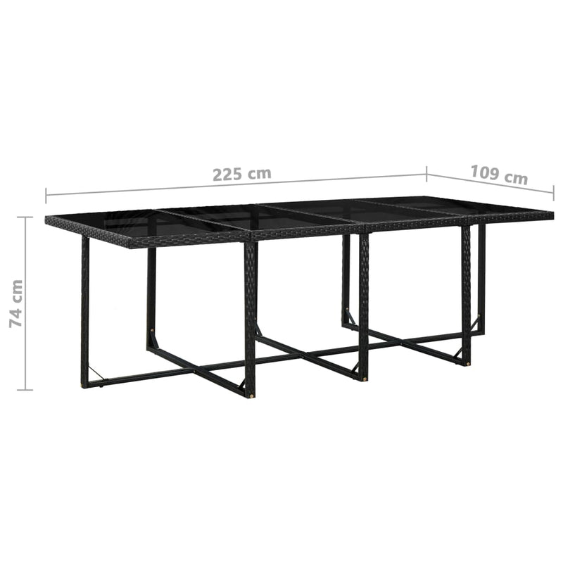 vidaXL 13 Piece Outdoor Dining Set with Cushions Poly Rattan Black