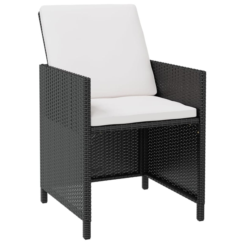 vidaXL 13 Piece Outdoor Dining Set with Cushions Poly Rattan Black