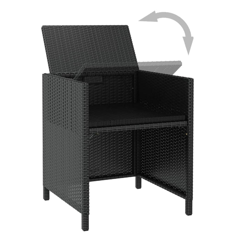 vidaXL 13 Piece Outdoor Dining Set with Cushions Poly Rattan Black