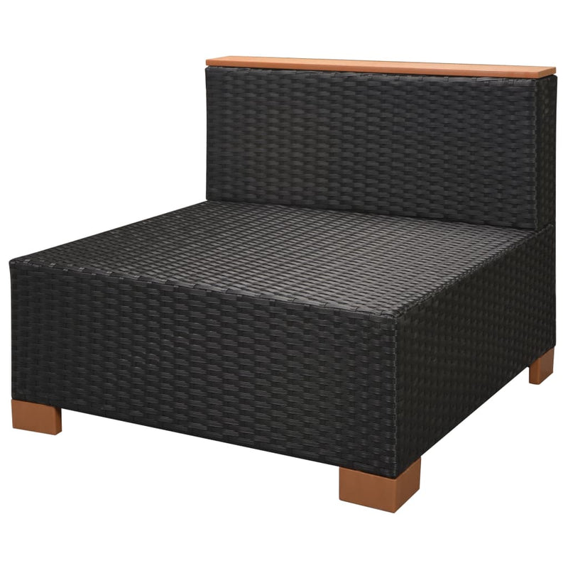 vidaXL 7 Piece Garden Lounge Set with Cushions Poly Rattan Black