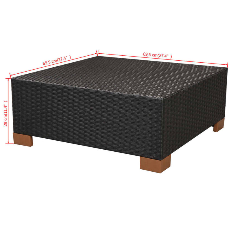 vidaXL 10 Piece Garden Lounge Set with Cushions Poly Rattan Black