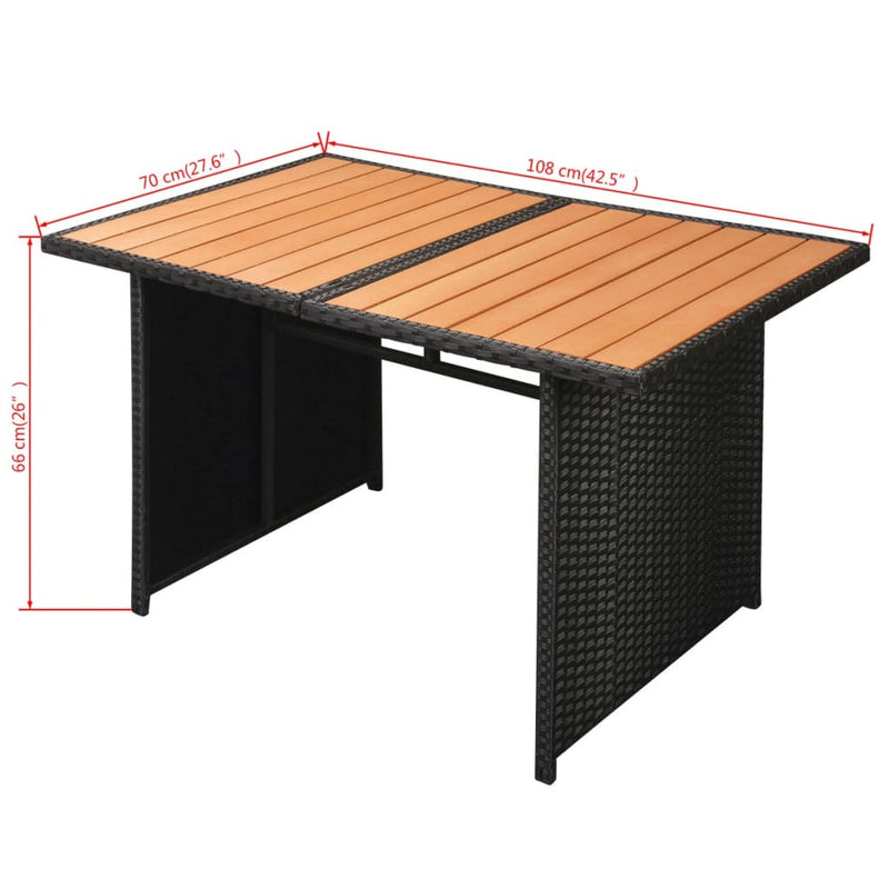 vidaXL 10 Piece Garden Lounge Set with Cushions Poly Rattan Black