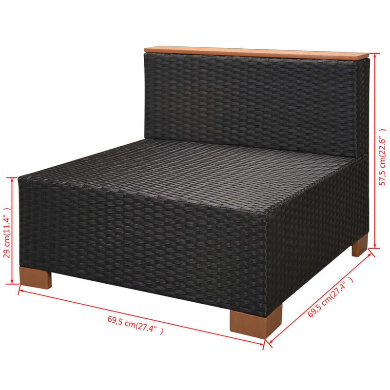 vidaXL 10 Piece Garden Lounge Set with Cushions Poly Rattan Black