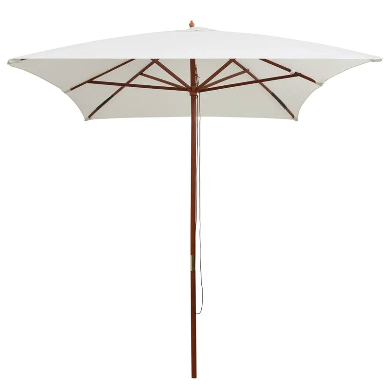 Garden Parasol 200x300 cm Wooden Pole Cream White