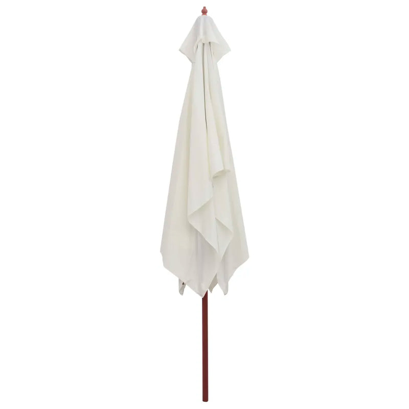 Garden Parasol 200x300 cm Wooden Pole Cream White