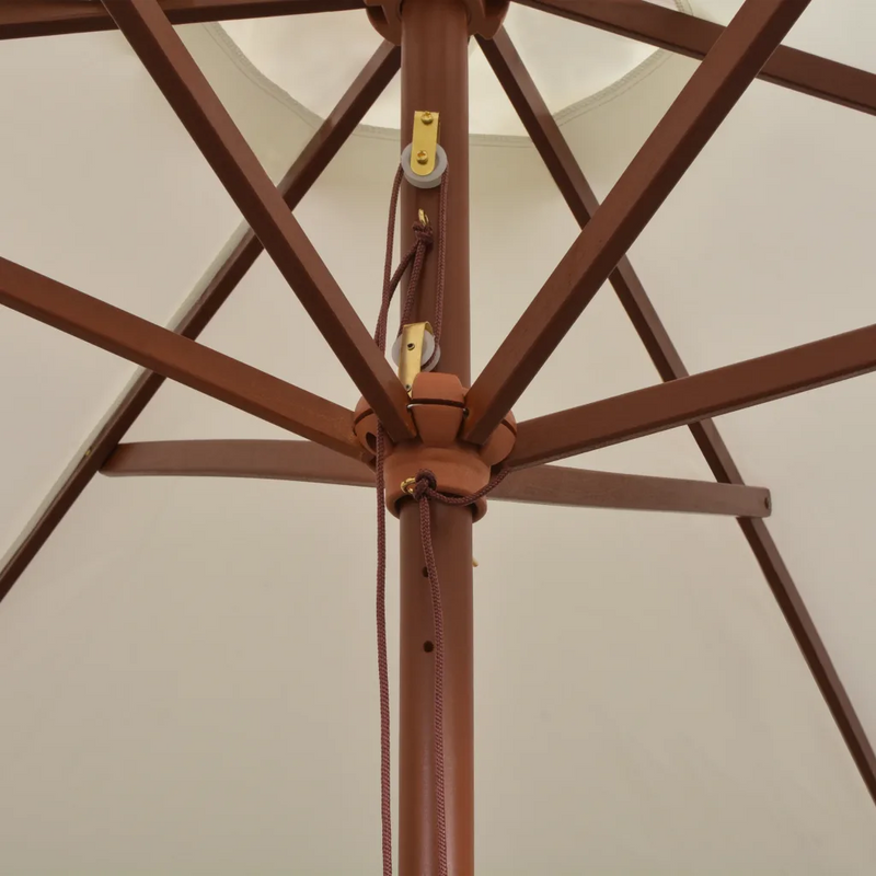 Garden Parasol 270x270 cm Wooden Pole Cream White
