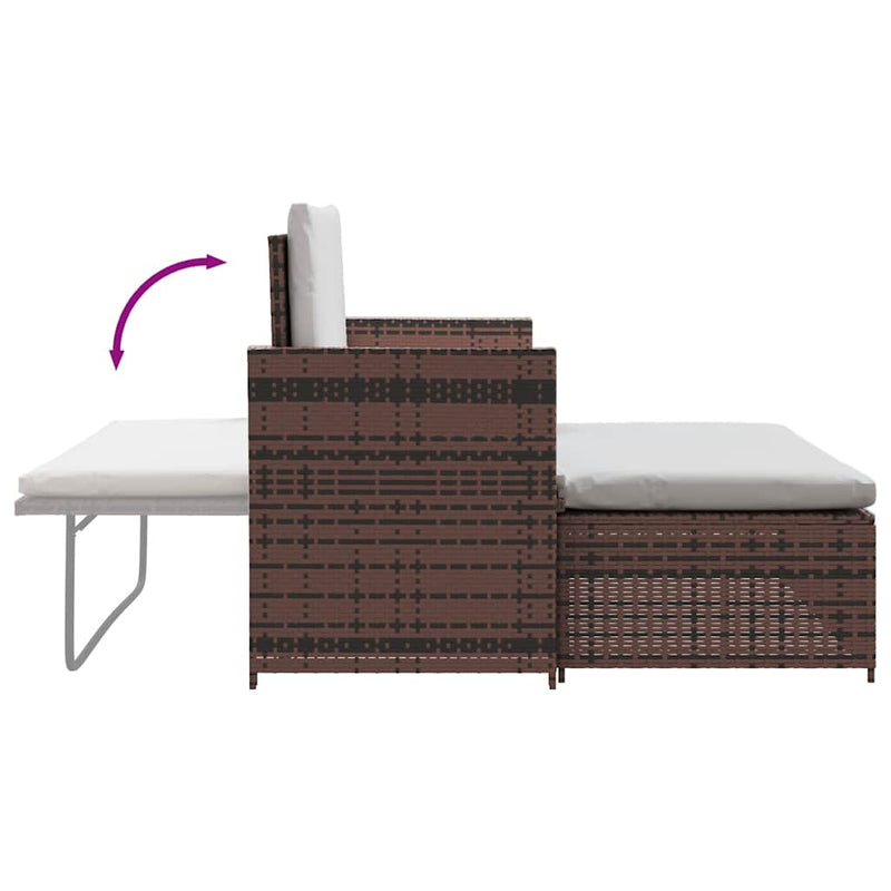 vidaXL Garden Sofa Poly Rattan Brown