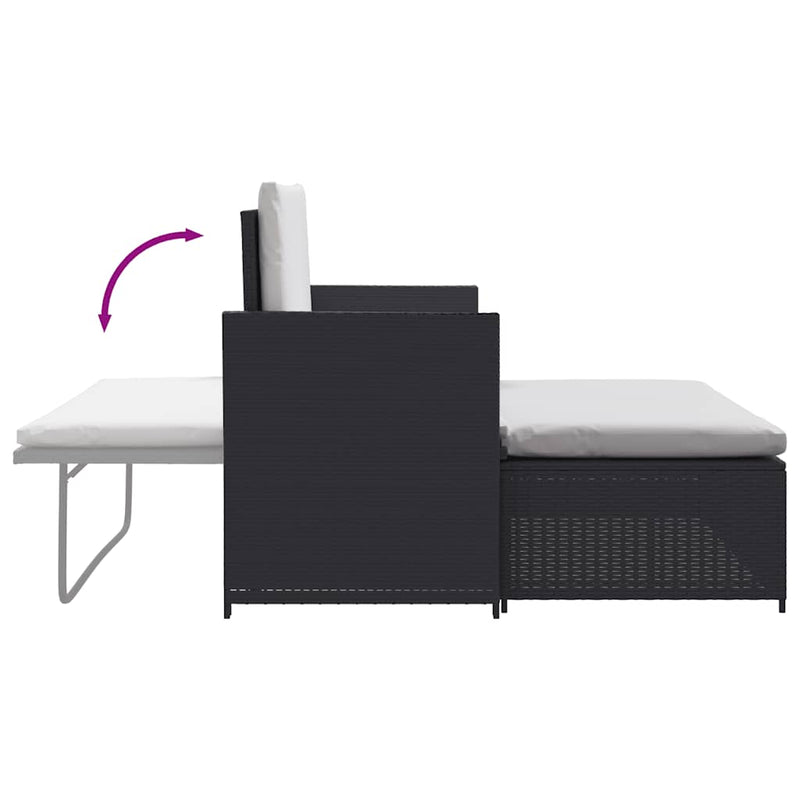 vidaXL 2 Piece Garden Lounge Set with Cushions Poly Rattan Black