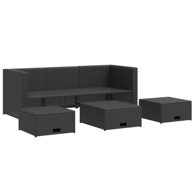 vidaXL 4 Piece Garden Lounge Set with Cushions Poly Rattan Black