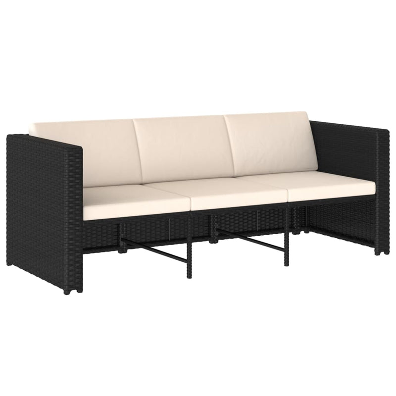vidaXL 4 Piece Garden Lounge Set with Cushions Poly Rattan Black