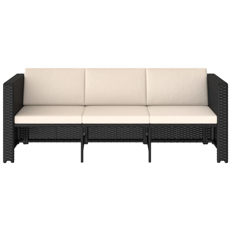 vidaXL 4 Piece Garden Lounge Set with Cushions Poly Rattan Black