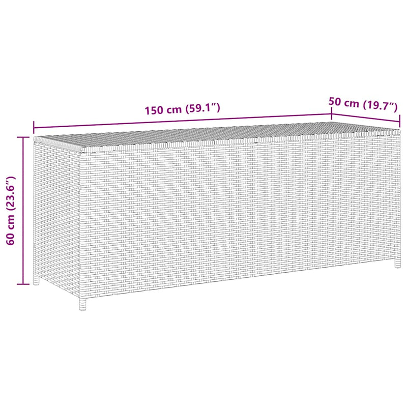 vidaXL Garden Storage Box Black 150x50x60 cm Poly Rattan