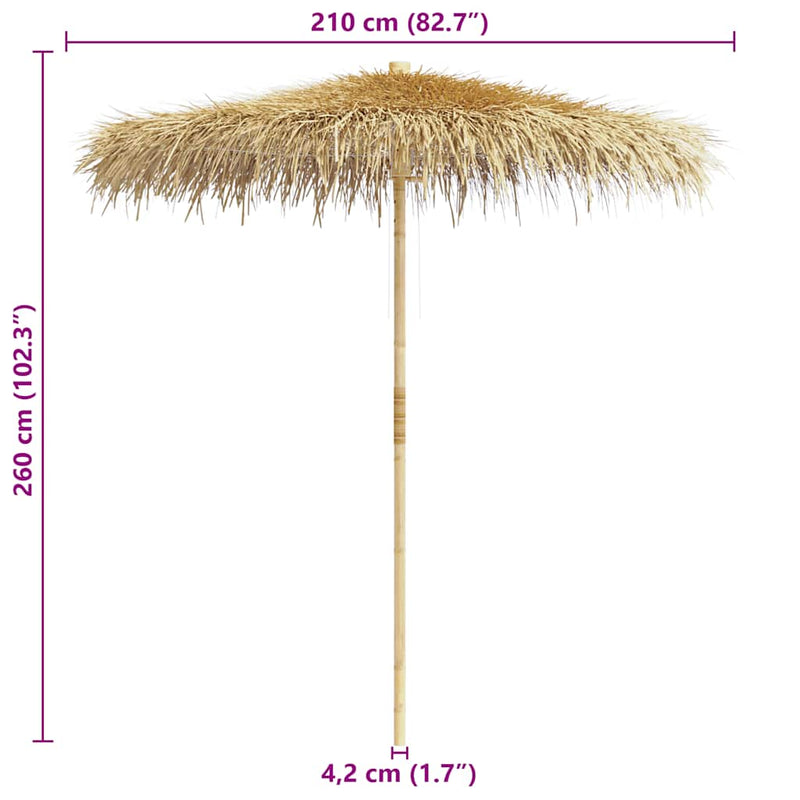 vidaXL Bamboo Garden Parasol with Banana Leaf Roof 210 cm