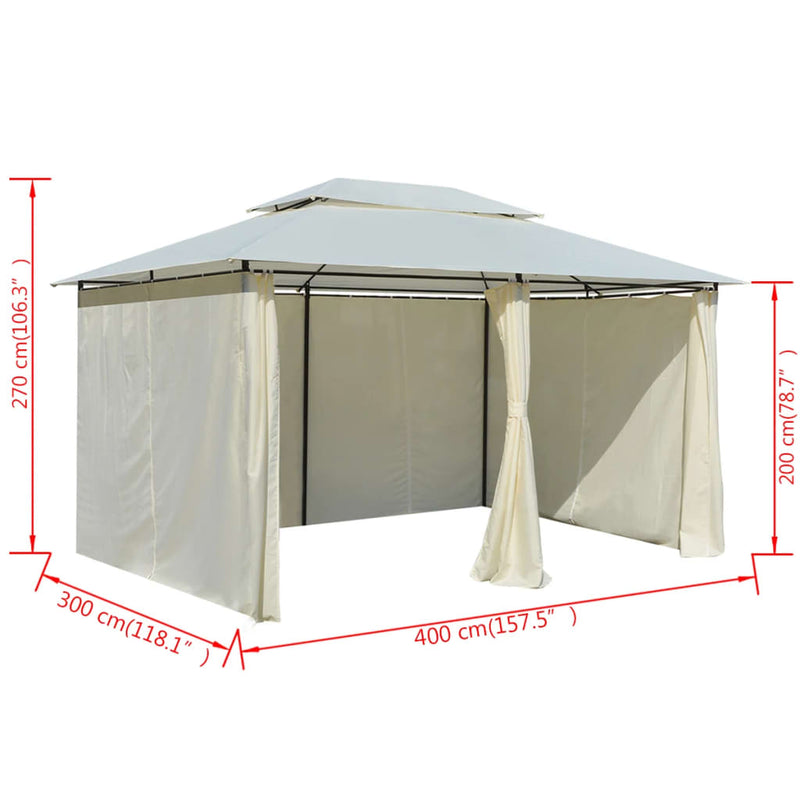 vidaXL Garden Marquee with Curtains 4x3 m White