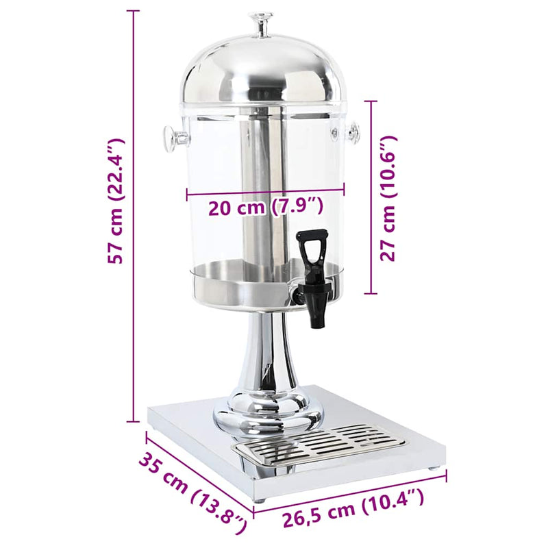 vidaXL Juice Dispenser Stainless Steel 8 L