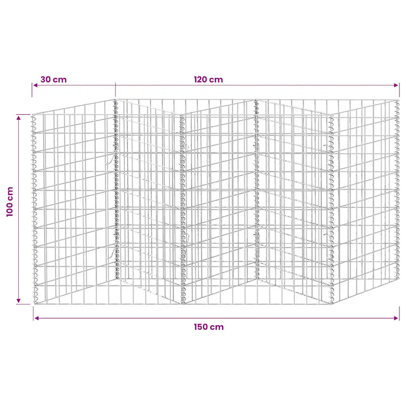 Gabion Basket Galvanised Steel 120x30x100 cm